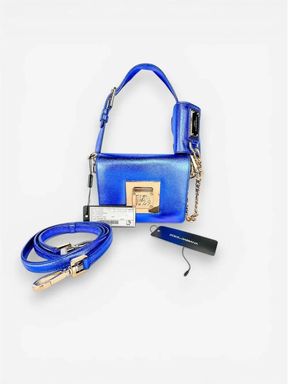 Dolce & Gabbana Bella Metallic Foiled Leather Shoulder Crossbody Bag Rare | NWT - Picture 9 of 9
